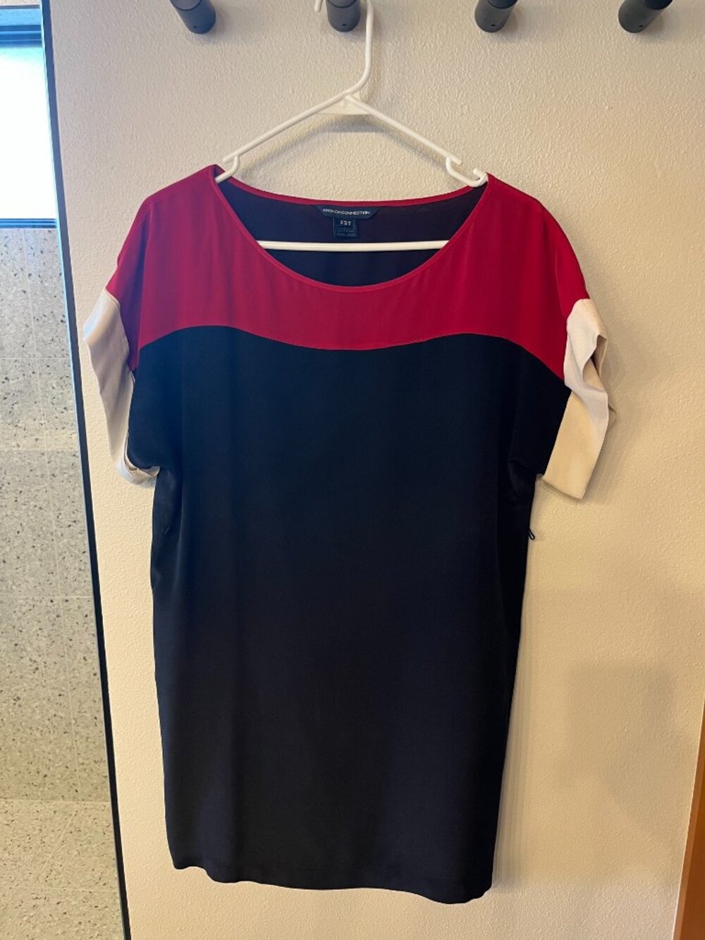 French Connection black red cream block sheath dress